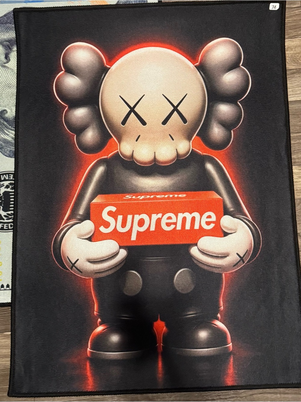 Supreme Black & Red KAWS-Style Figure Art TUG/WALL DECOR - Non Slip